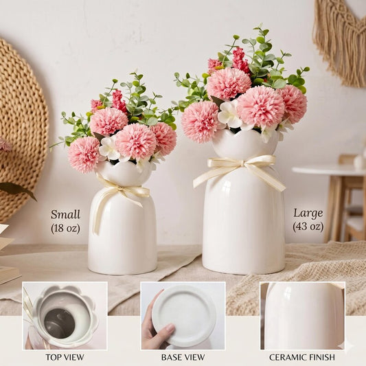 Personalized Grandma Heart Vase with Names, Custom Mother's Day Gift, First Mom Now Grandma, Floral Heart Ribbon Tie Flower Vase for Grandma