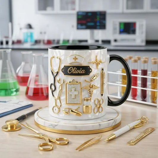 Custom Name Nurse 3D Effect Coffee Cup, Nursing Mug, Nurse Gift For Women, RN Gift, Nursing Graduation Gift, Mother's Day Gift