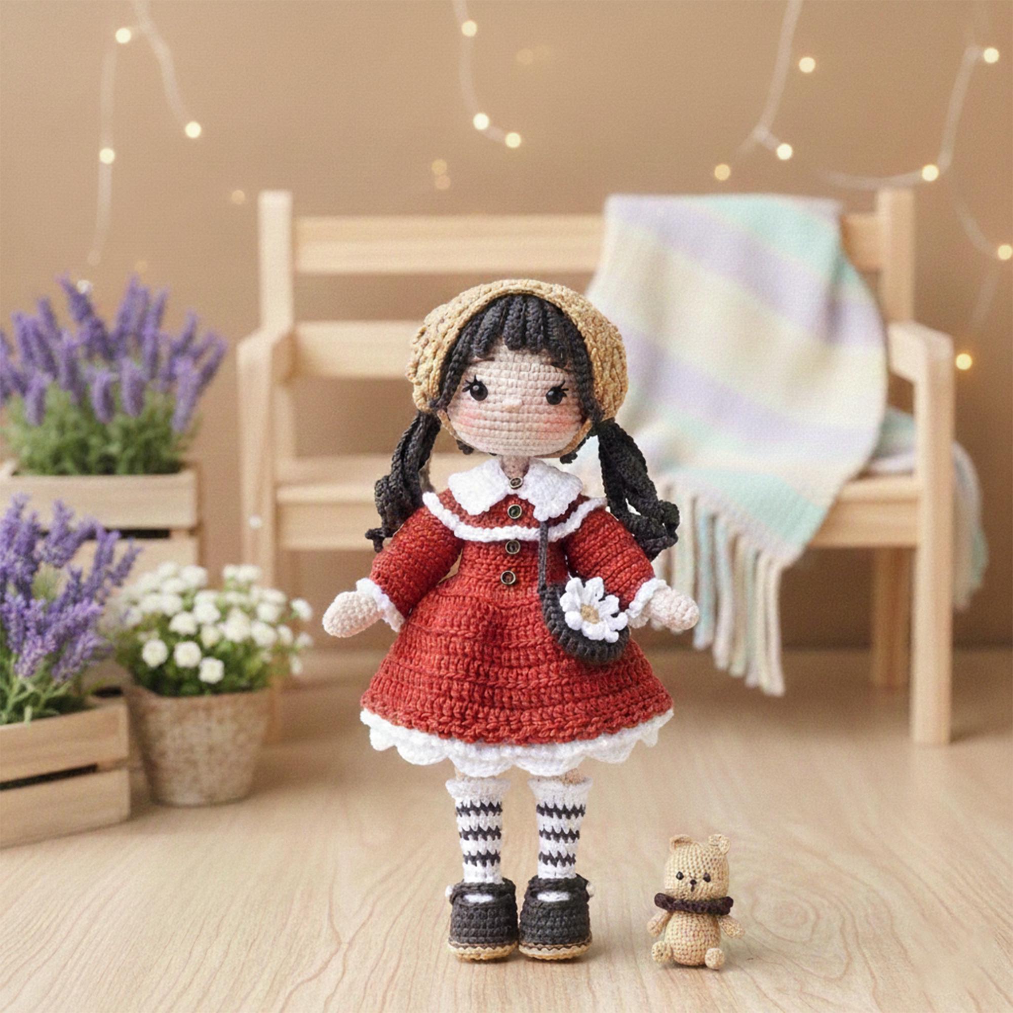 Handmade Crochet Doll, Amigurumi Princess Plush Toy, Valentine Gift