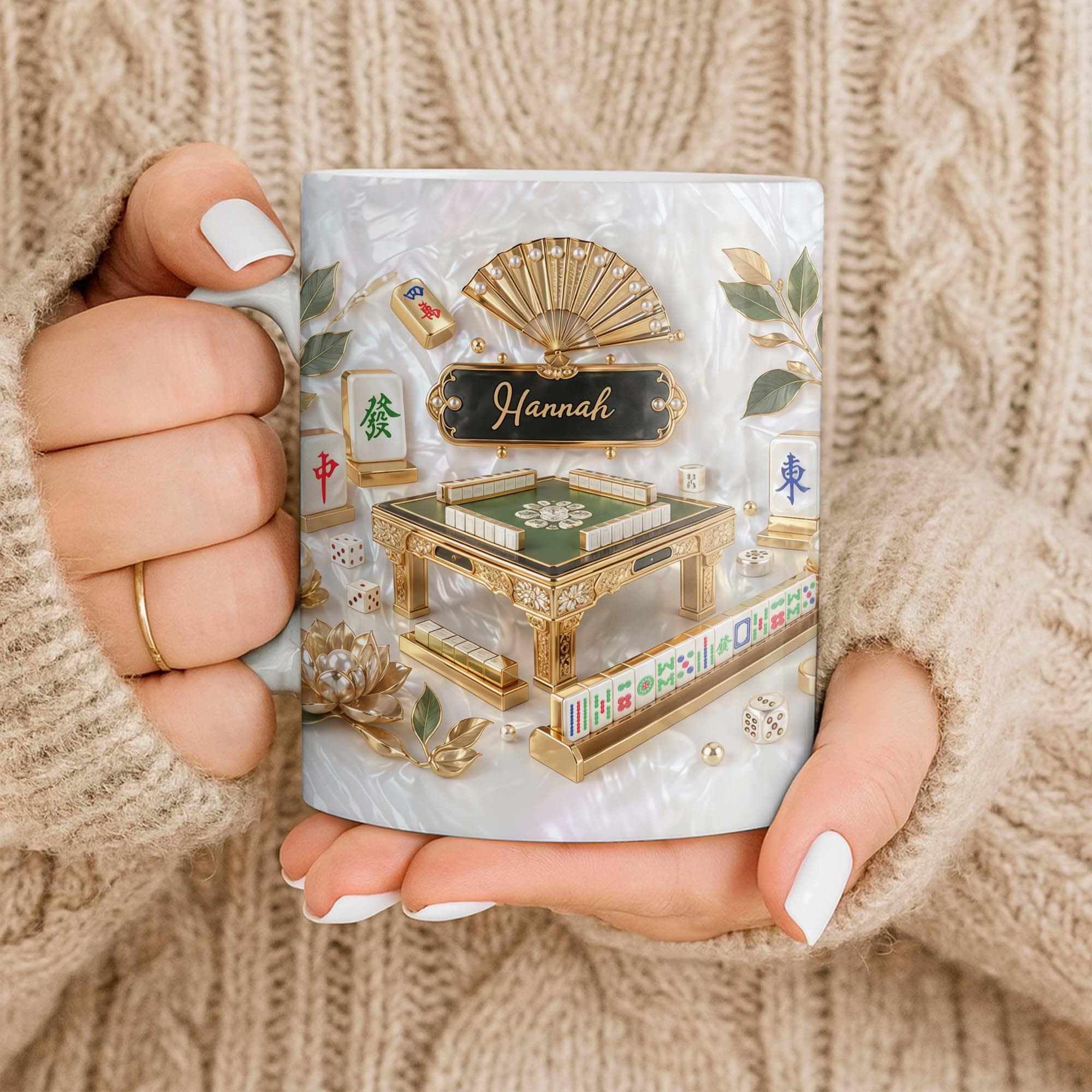 Personalized Mahjong Strategy Game Coffee Mug, Cute Mahjong Lover Gift For Her Women, Mah Jong 3D Effect Cup,  Birthday Christmas Gift