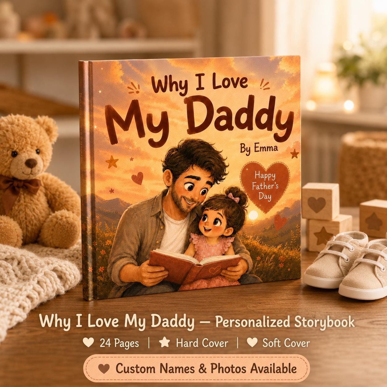 Personalized Why I Love Daddy Children Book, Father’s Day Gift, Custom Father Daughter Kids Book, Dad Keepsake Gift From Child