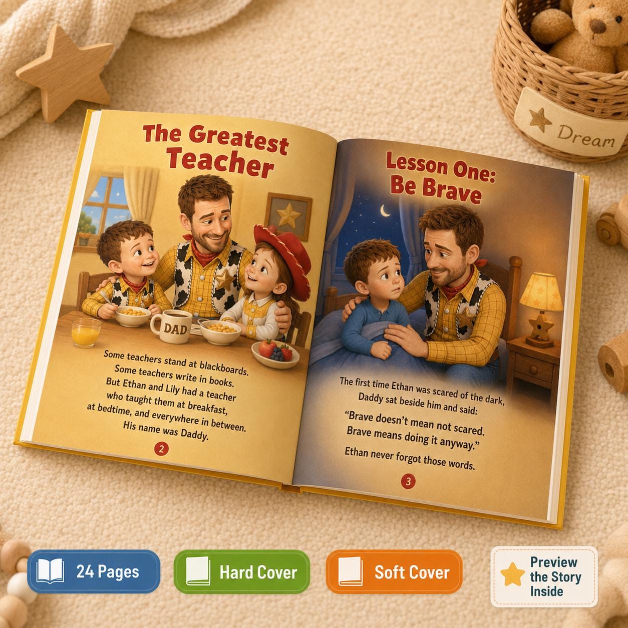 Personalized Dad Story Children Book, Toy Father’s Day Gift Daddy and Kids Storybook, Daddy Toy Gift, Custom Children Names Story Book Gift