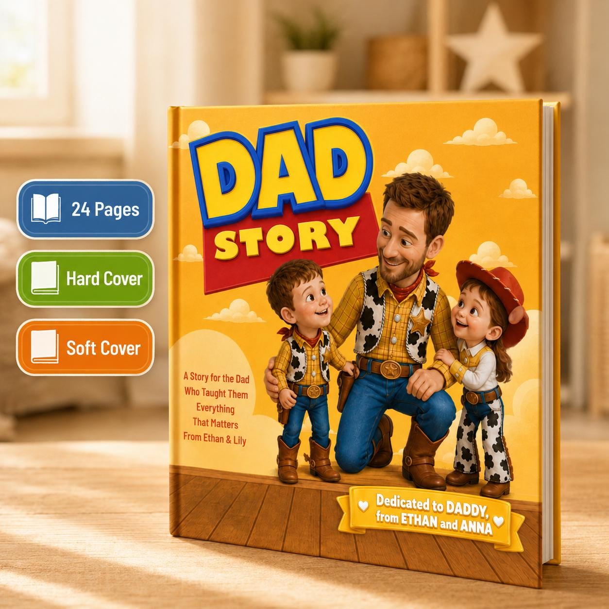 Personalized Dad Story Children Book, Toy Father’s Day Gift Daddy and Kids Storybook, Daddy Toy Gift, Custom Children Names Story Book Gift