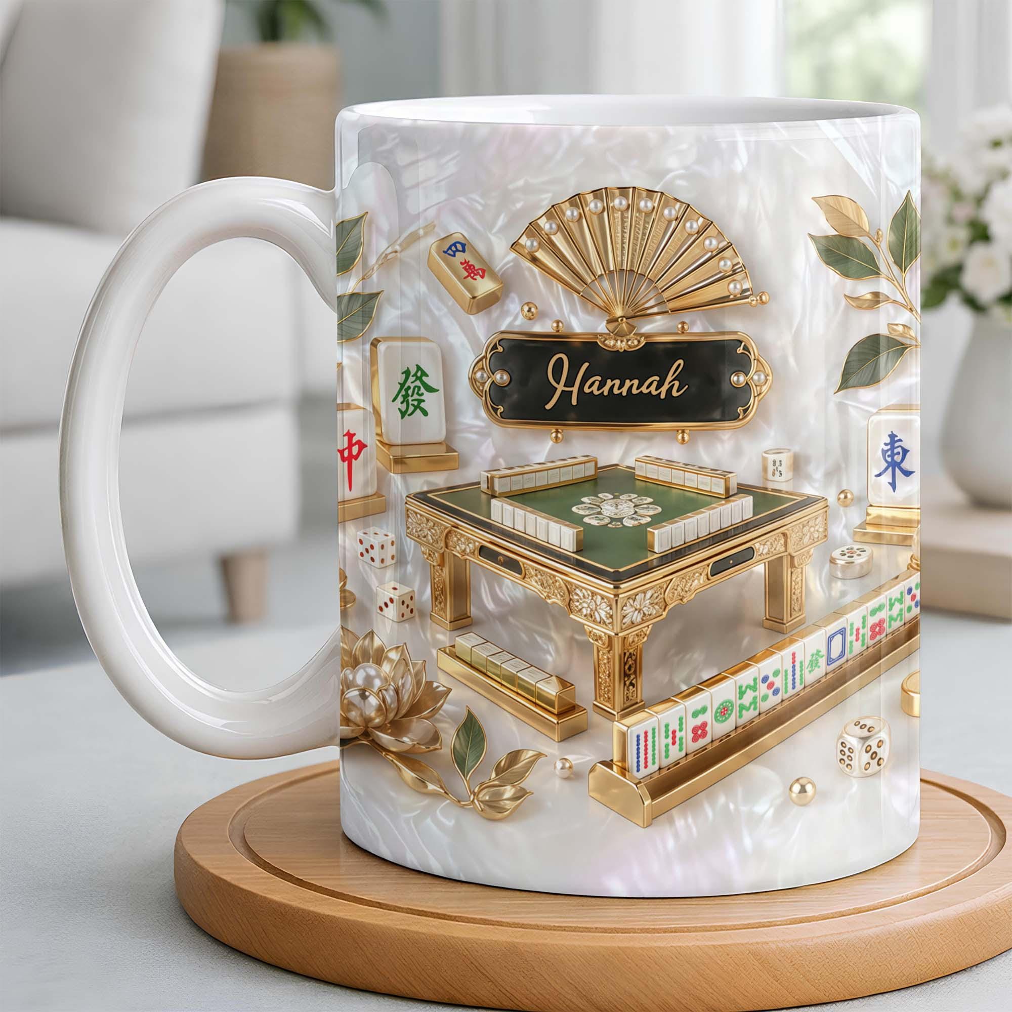 Personalized Mahjong Strategy Game Coffee Mug, Cute Mahjong Lover Gift For Her Women, Mah Jong 3D Effect Cup,  Birthday Christmas Gift