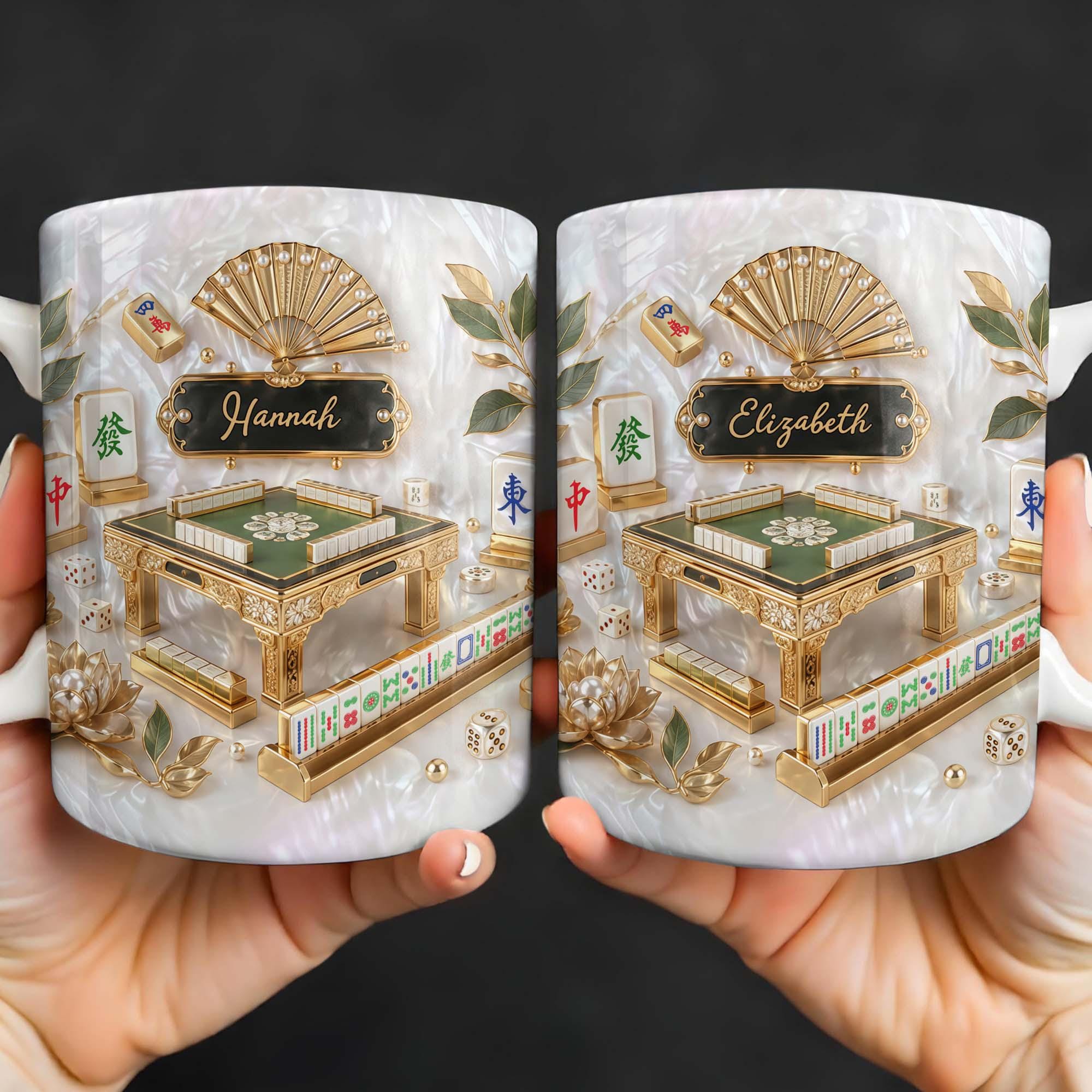 Personalized Mahjong Strategy Game Coffee Mug, Cute Mahjong Lover Gift For Her Women, Mah Jong 3D Effect Cup,  Birthday Christmas Gift