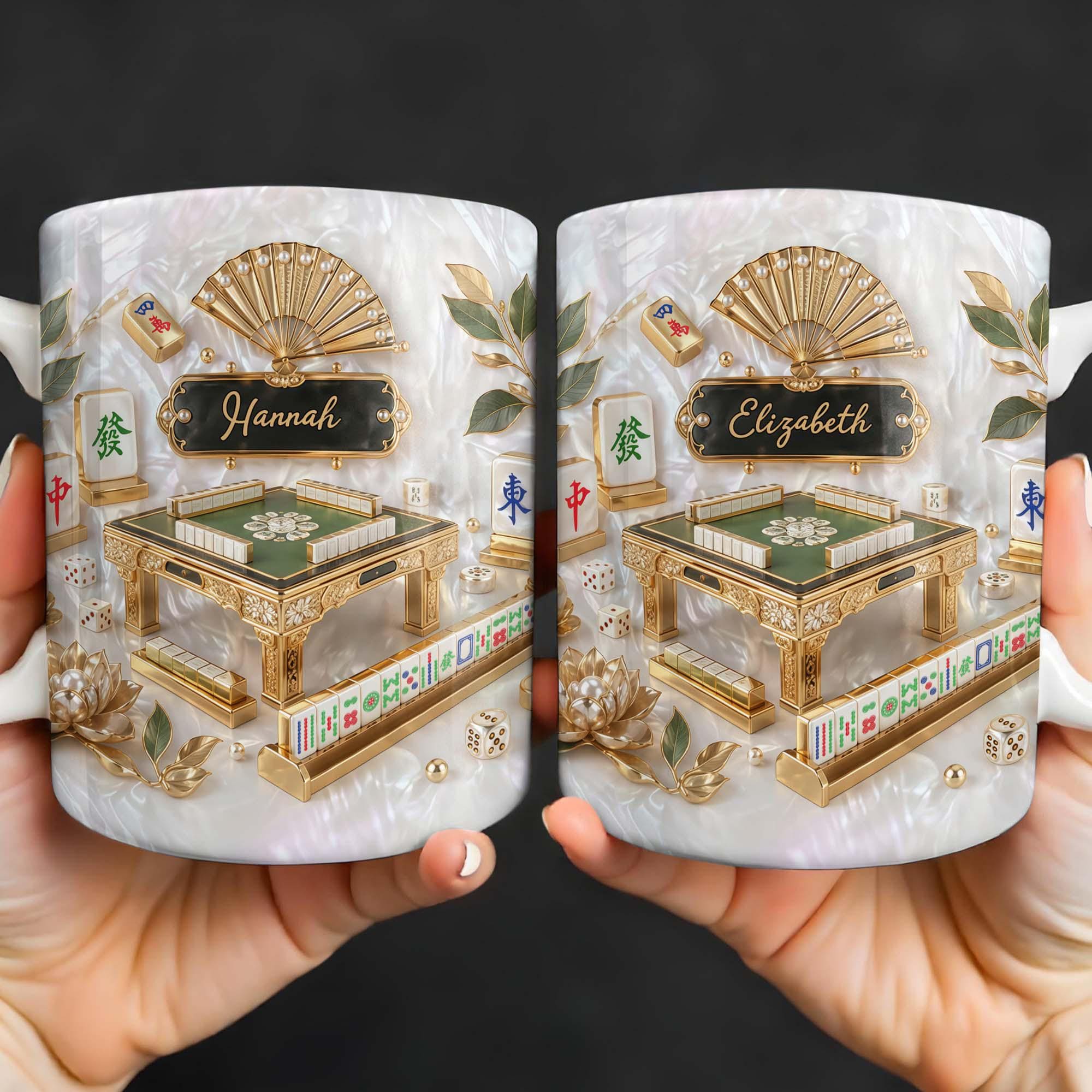 Personalized Mahjong Strategy Game Coffee Mug, Cute Mahjong Lover Gift For Her Women, Mah Jong 3D Effect Cup,  Birthday Christmas Gift