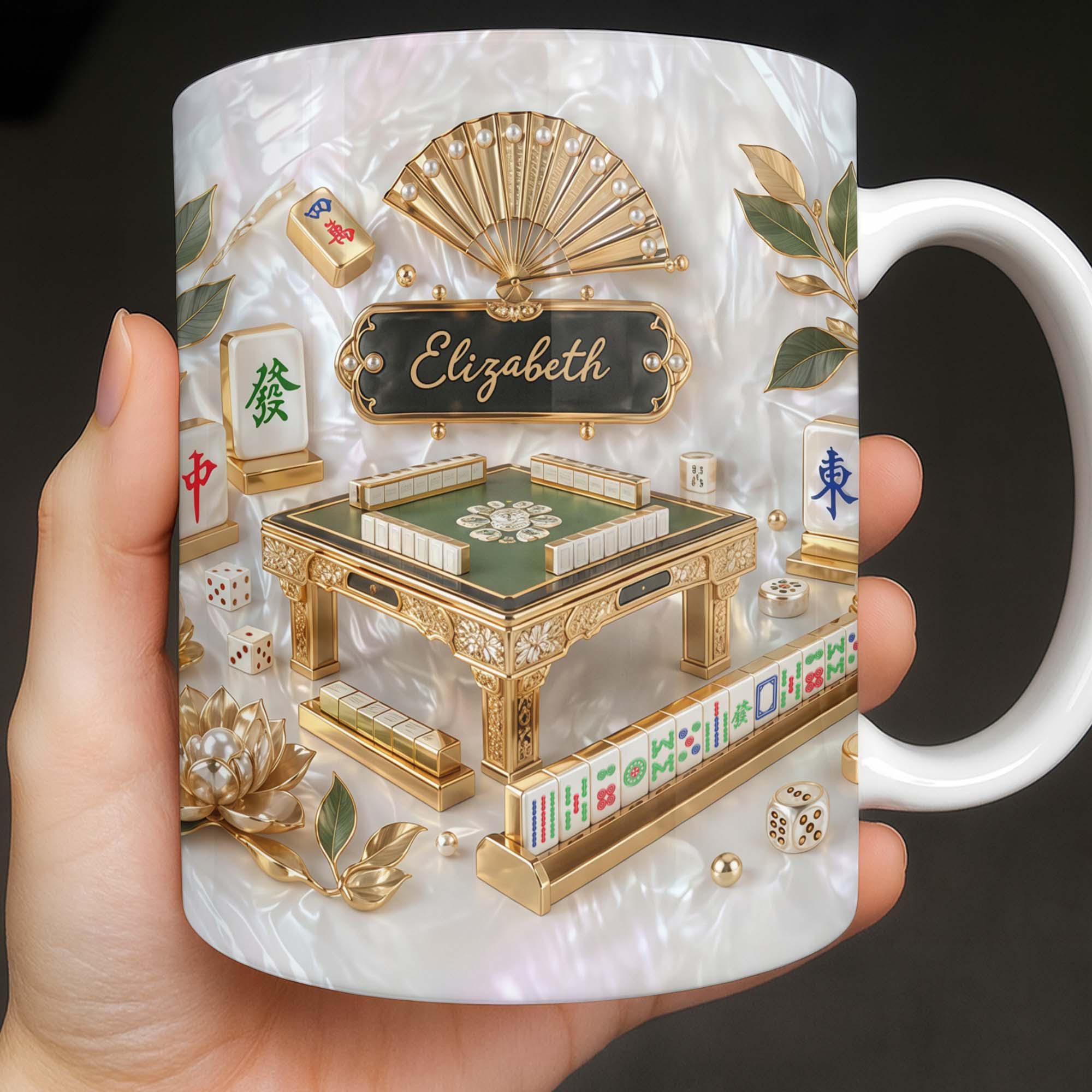 Personalized Mahjong Strategy Game Coffee Mug, Cute Mahjong Lover Gift For Her Women, Mah Jong 3D Effect Cup,  Birthday Christmas Gift