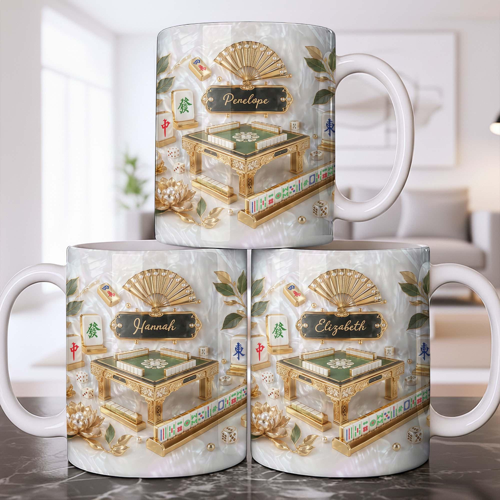 Personalized Mahjong Strategy Game Coffee Mug, Cute Mahjong Lover Gift For Her Women, Mah Jong 3D Effect Cup,  Birthday Christmas Gift