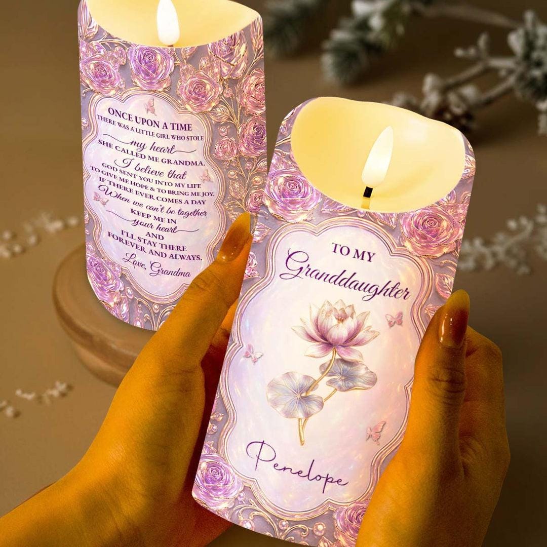 Personalized To My Granddaughter Stained Glass Candle, Gift For Daughter Granddaughter From Mom Grandma, Meaningful Gift, Gift For Family