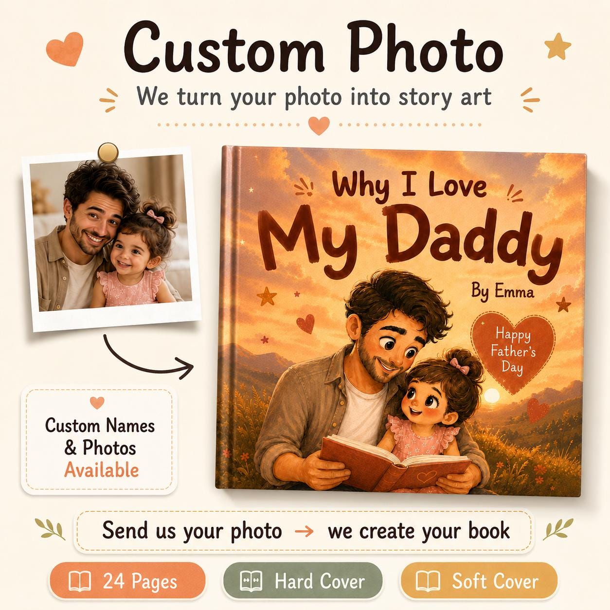 Personalized Why I Love Daddy Children Book, Father’s Day Gift, Custom Father Daughter Kids Book, Dad Keepsake Gift From Child