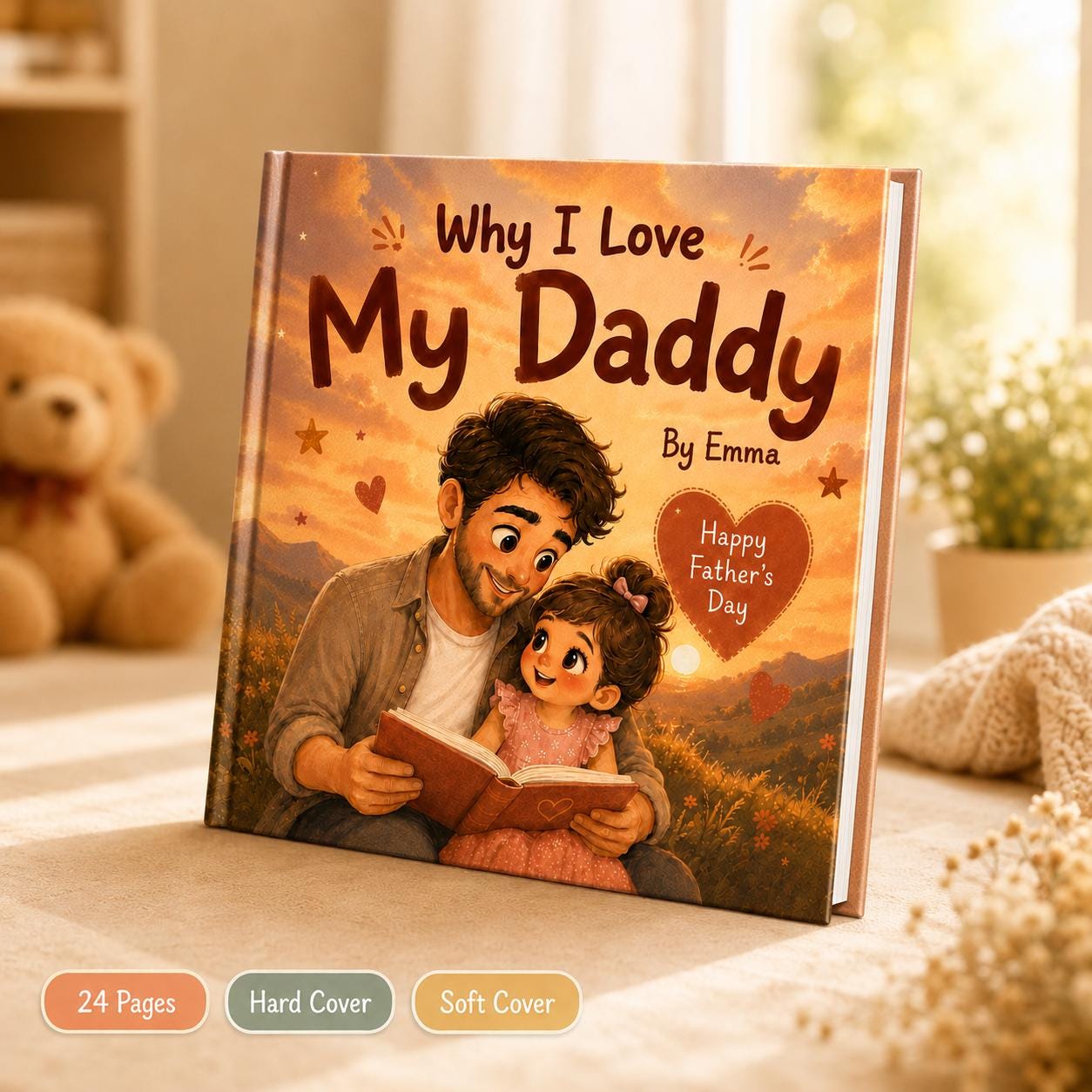 Personalized Why I Love Daddy Children Book, Father’s Day Gift, Custom Father Daughter Kids Book, Dad Keepsake Gift From Child