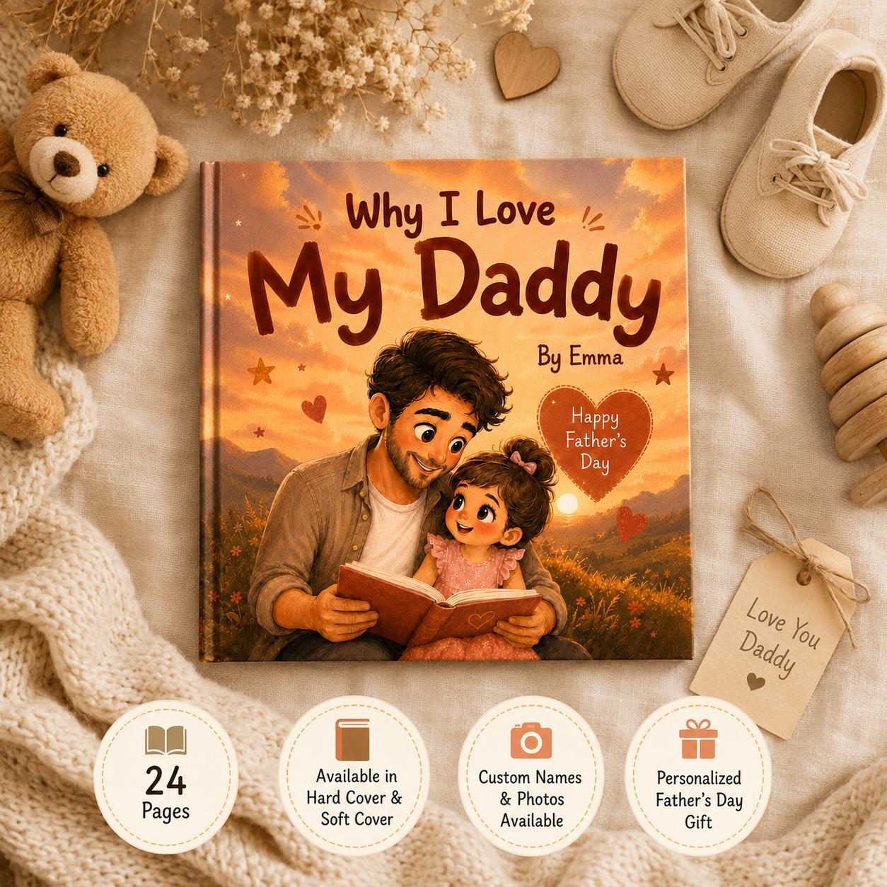 Personalized Why I Love My Daddy Children Book, Father’s Day Gift, Custom Father Daughter Kids Book, Dad Keepsake Gift From Child