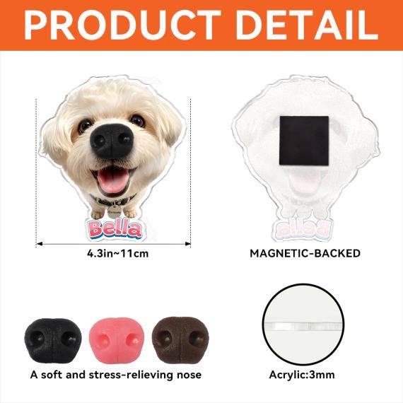 Personalized Photo Funny Dog Nose Squishy Acrylic Fridge Magnet, Birthday Gift For Dog Lovers