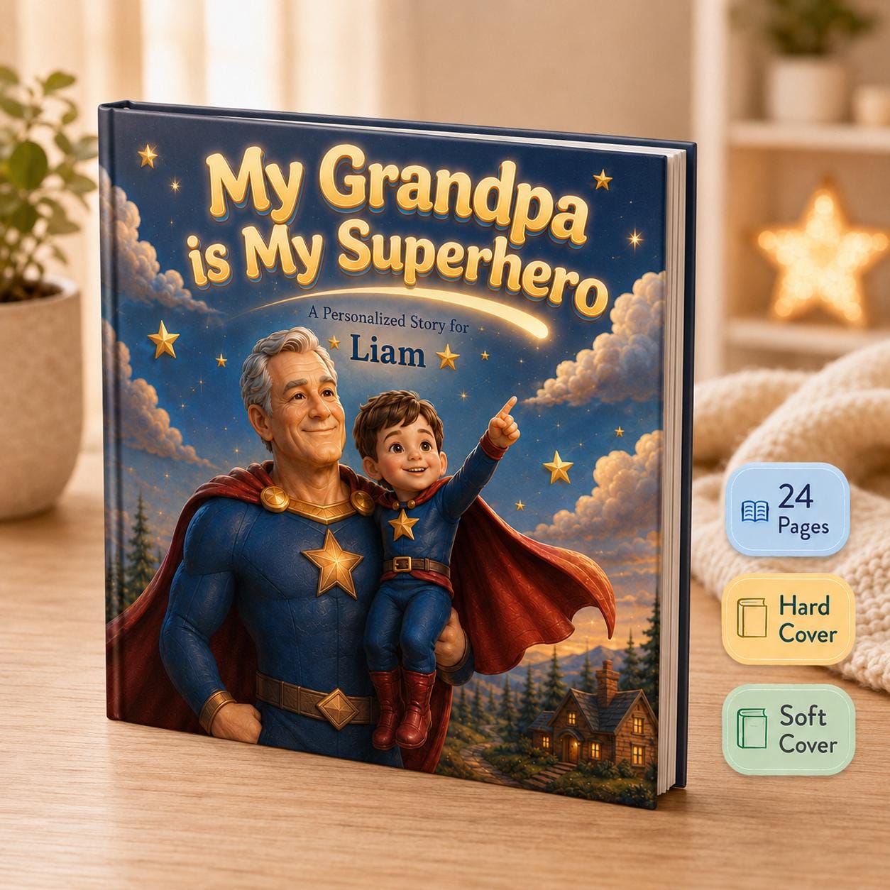 Personalized My Grandpa My Superhero Children Book, Father’s Day Story Book, Gift Custom Grandpa And Child Adventure Book