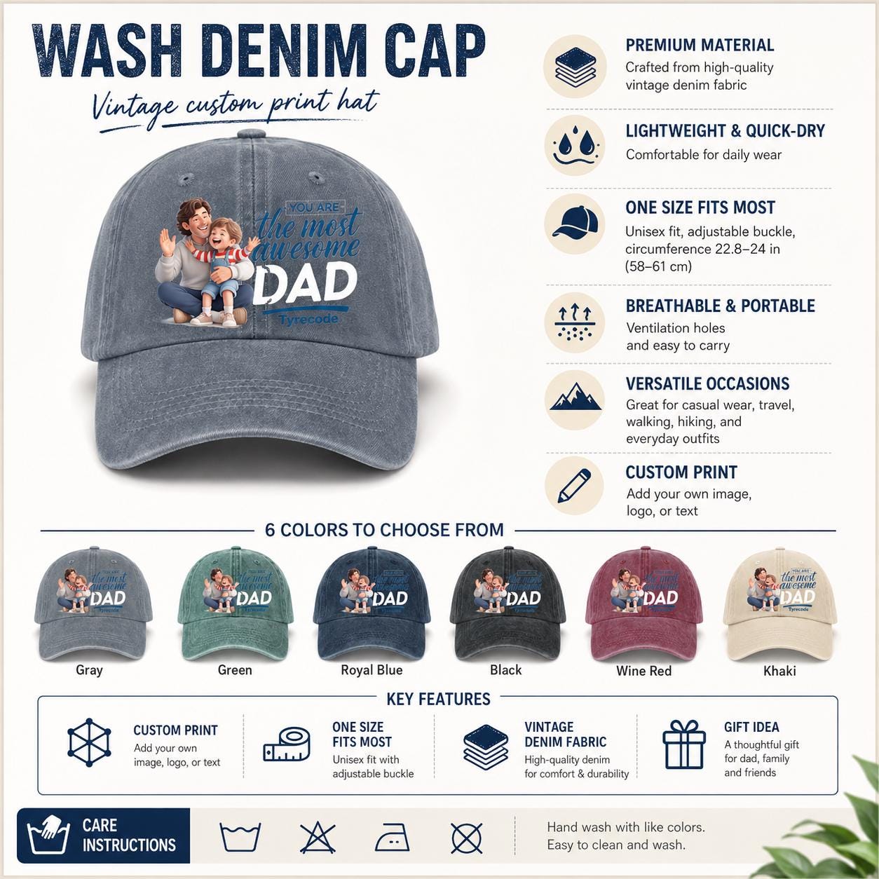 Personalized It's A Name Thing Wouldn't Understand Embroidered Faux Effect Washed Denim Cap, Name Badge,Birthday Keepsake, From Mom, Dad