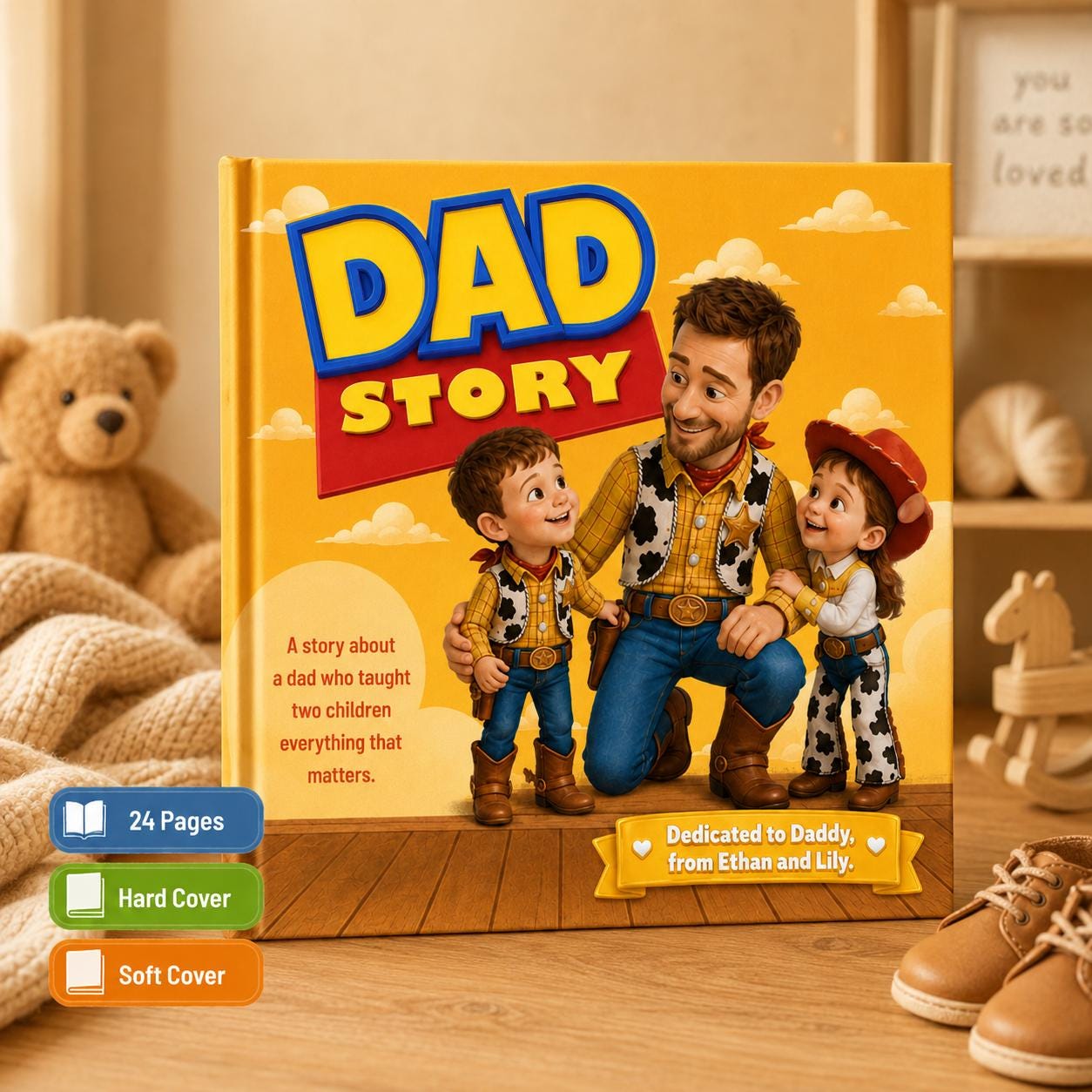 Personalized Dad Story Children Book, Toy Father’s Day Gift Daddy and Kids Storybook, Daddy Toy Gift, Custom Children Names Story Book Gift