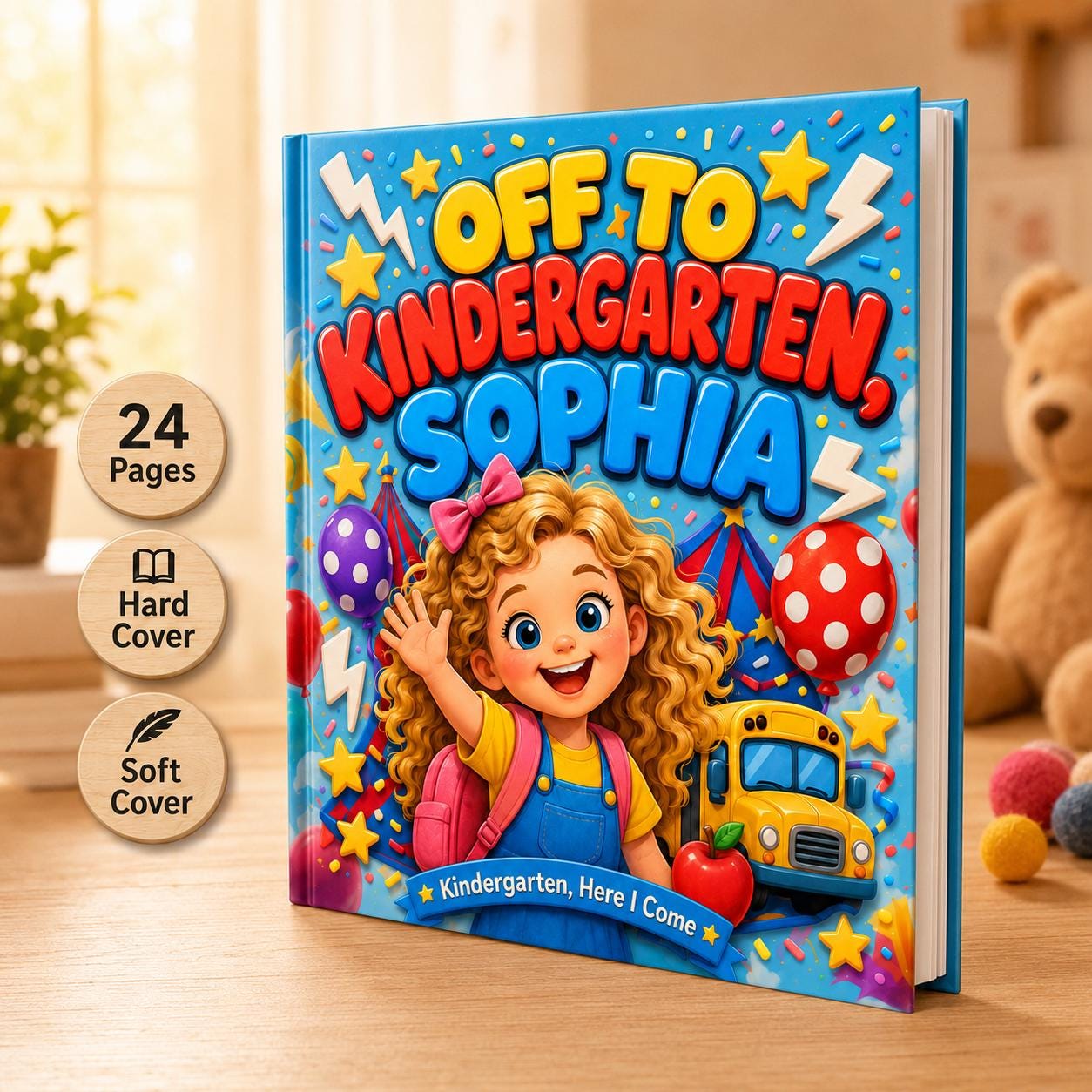 Personalized Off To Kindergarten Book, First Day of School Gift, Custom Name And Photo Kids Storybook, Back to School Book, Preschool Gift