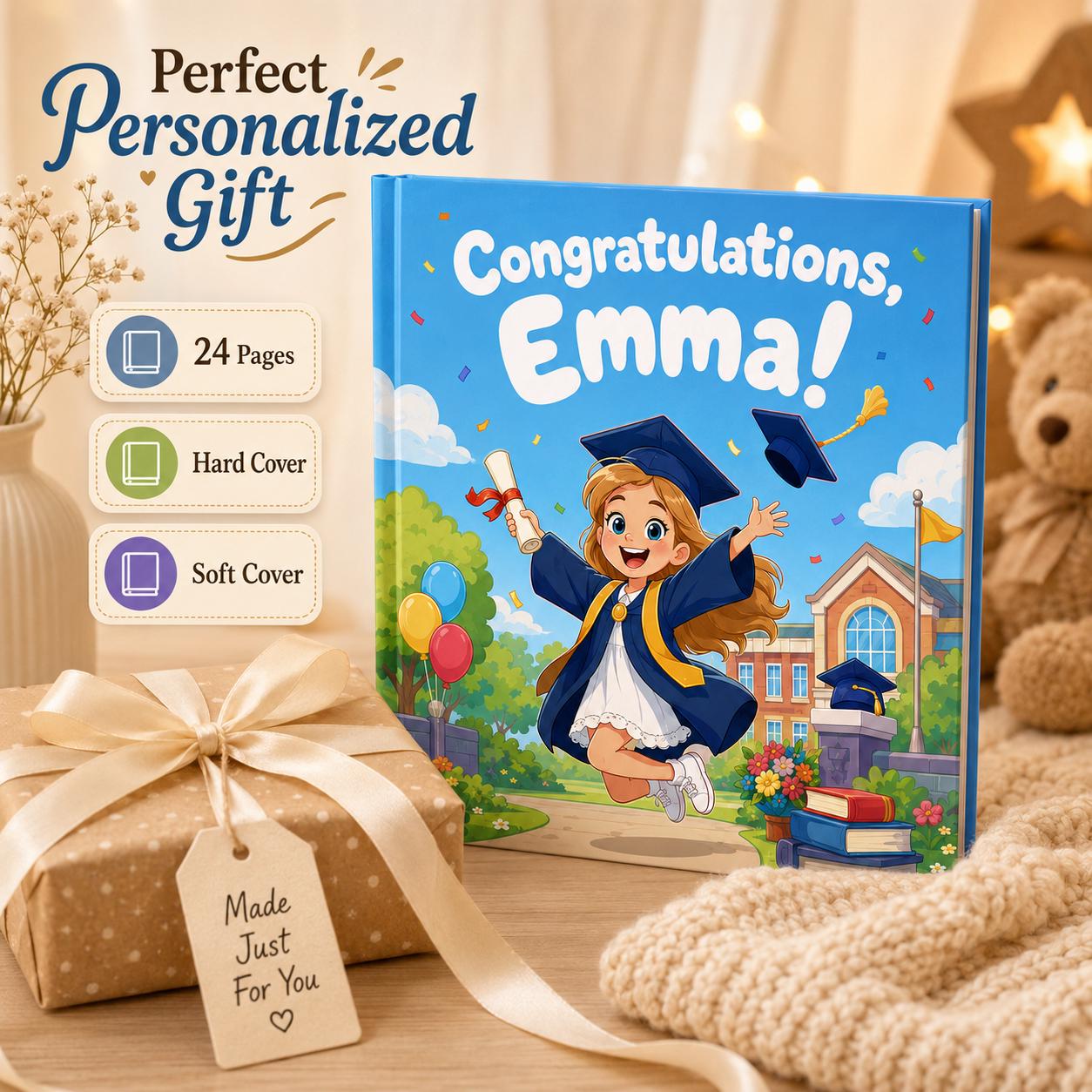 Personalized Graduation Book for Kids, Custom Photo Storybook Kindergarten Preschool Graduation Gift, Back to School Book , Birthday Gift