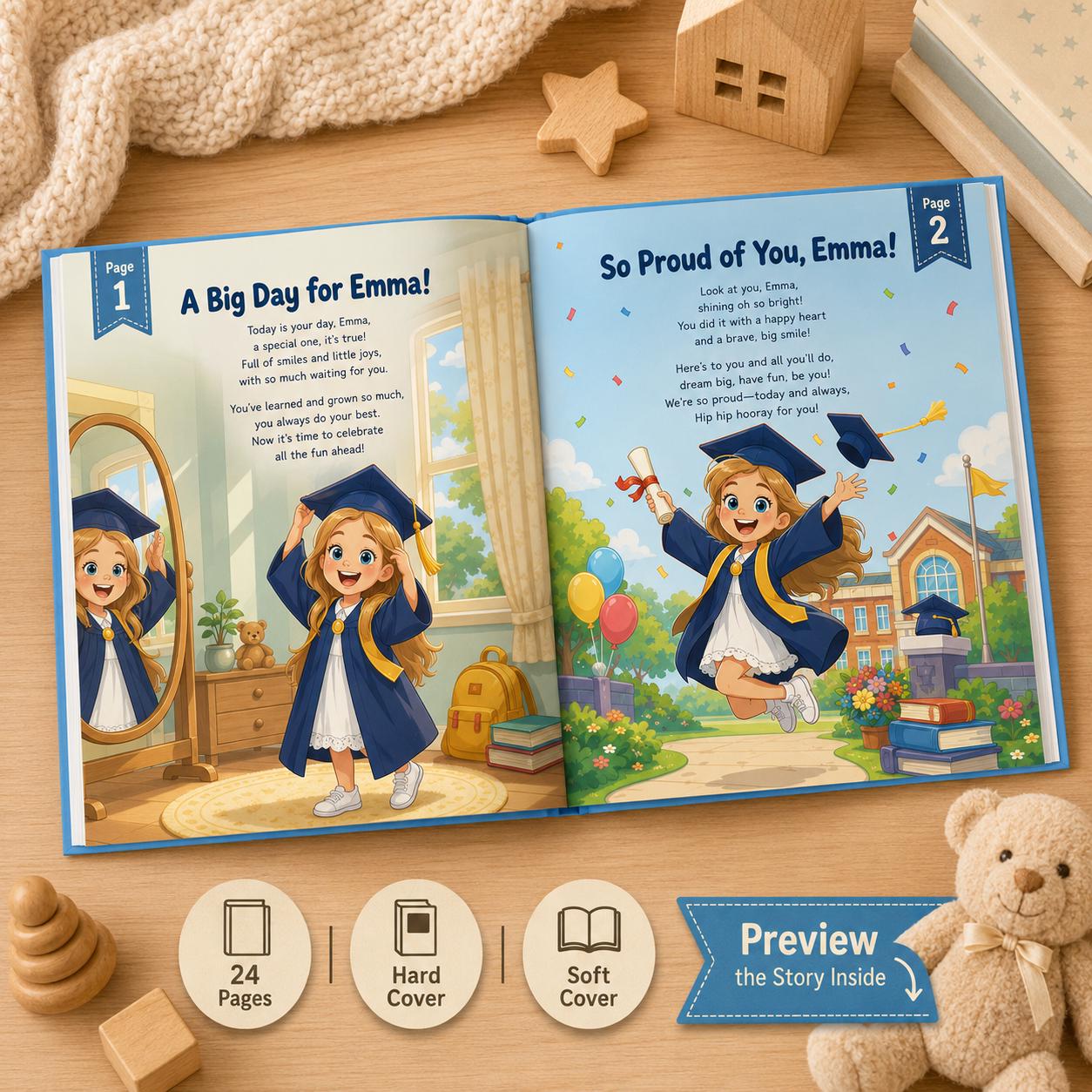 Personalized Graduation Book for Kids, Custom Photo Storybook Kindergarten Preschool Graduation Gift, Back to School Book , Birthday Gift