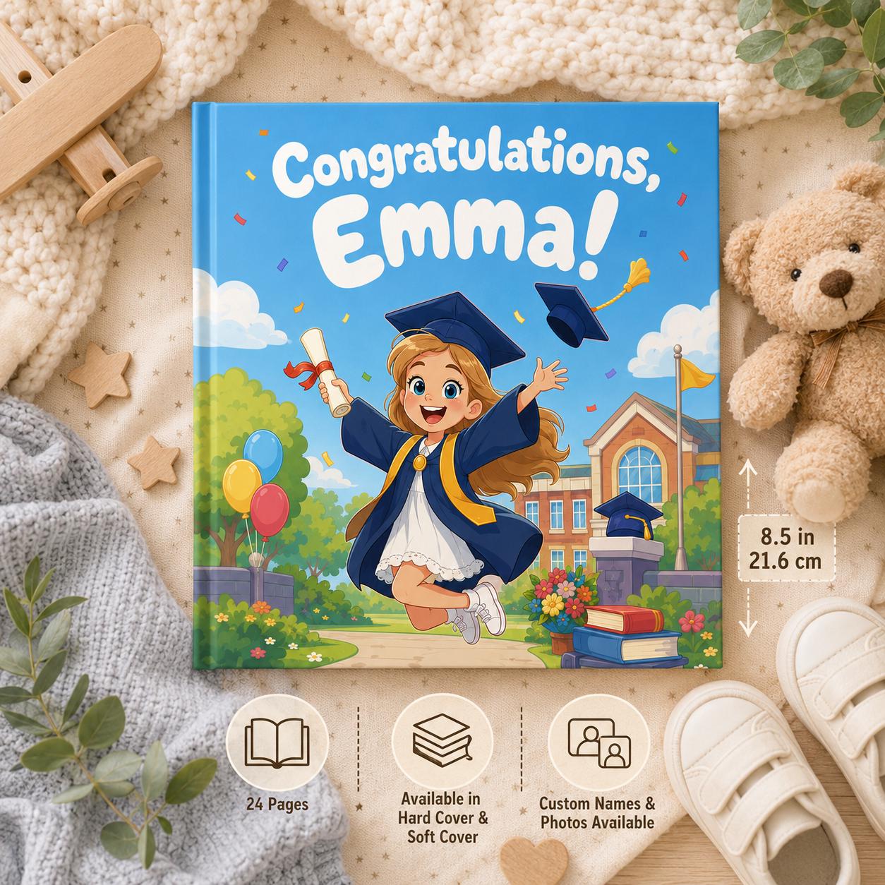 Personalized Graduation Book for Kids, Custom Photo Storybook Kindergarten Preschool Graduation Gift, Back to School Book , Birthday Gift