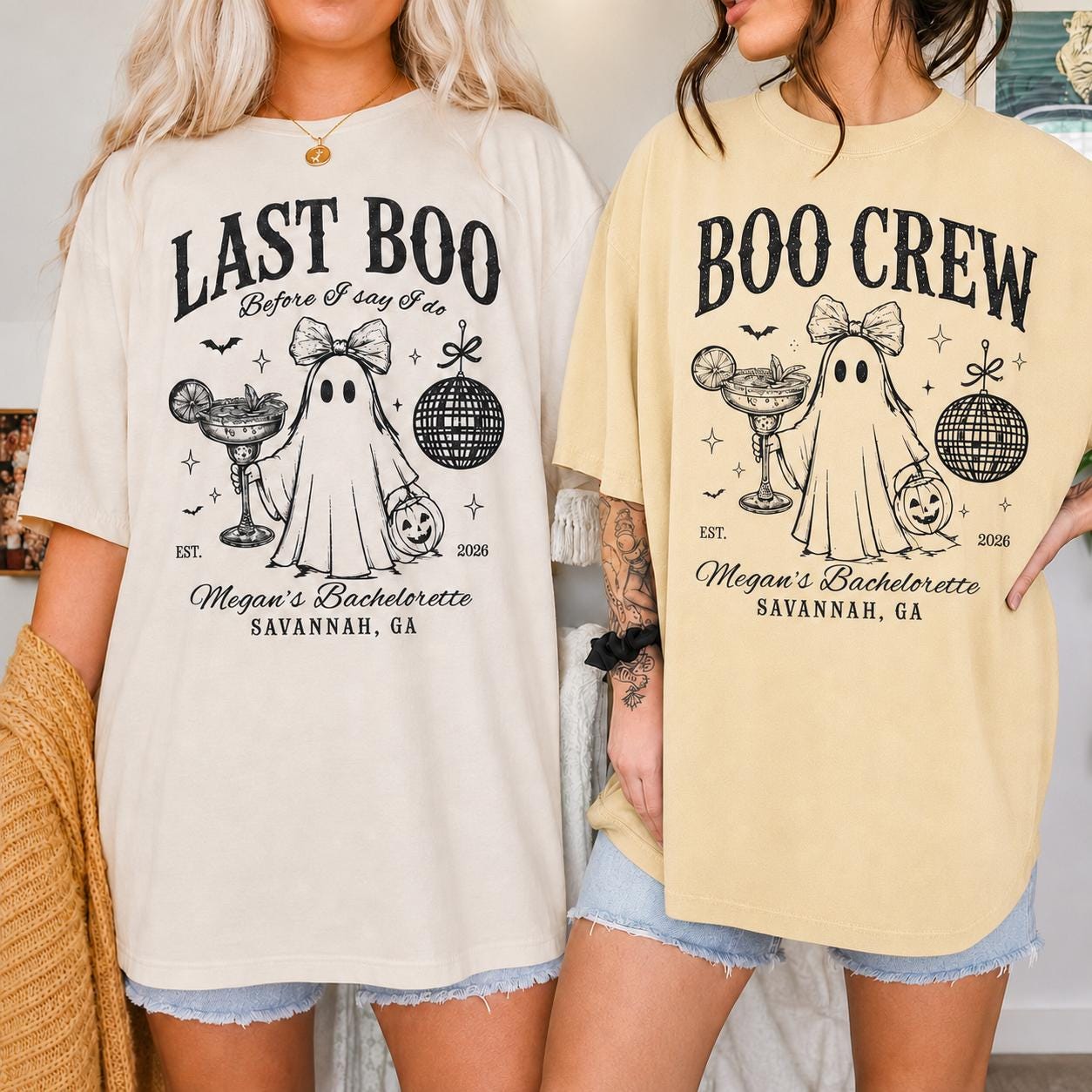Personalized Halloween Bachelorette Shirt, Custom Name Location Year Tee, Boo Crew Party Gift For Bride To Be, Last Boo Before I Do Ghost