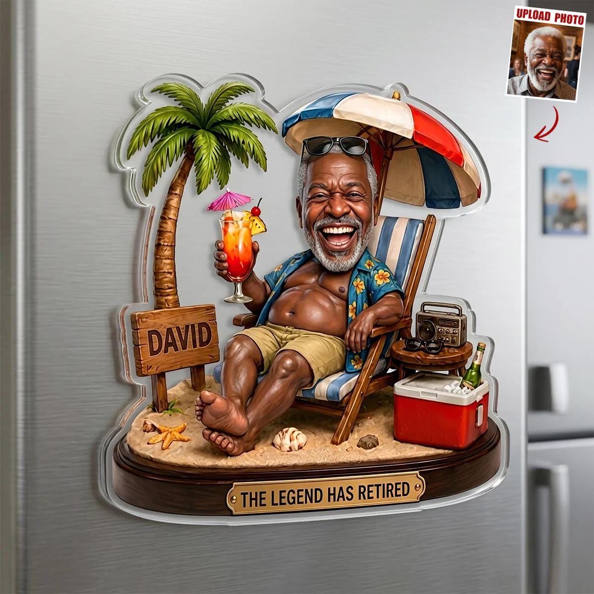 Personalized Retirement Magnet, Custom Photo Legend Has Retired Gift, Funny Beach Retirement Fridge Magnet, Mens Retirement Gift