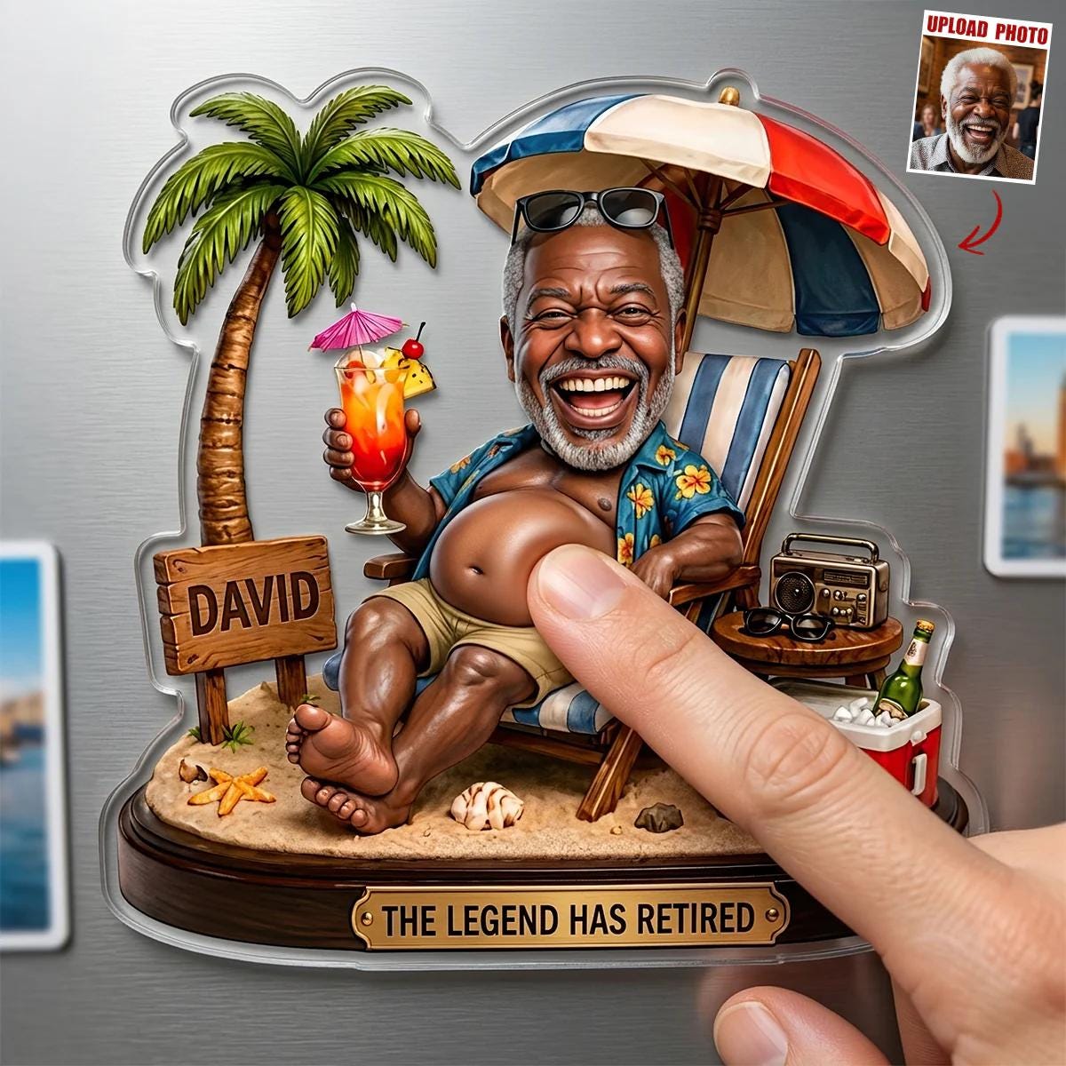Personalized Retirement Magnet, Custom Photo Legend Has Retired Gift, Funny Beach Retirement Fridge Magnet, Mens Retirement Gift