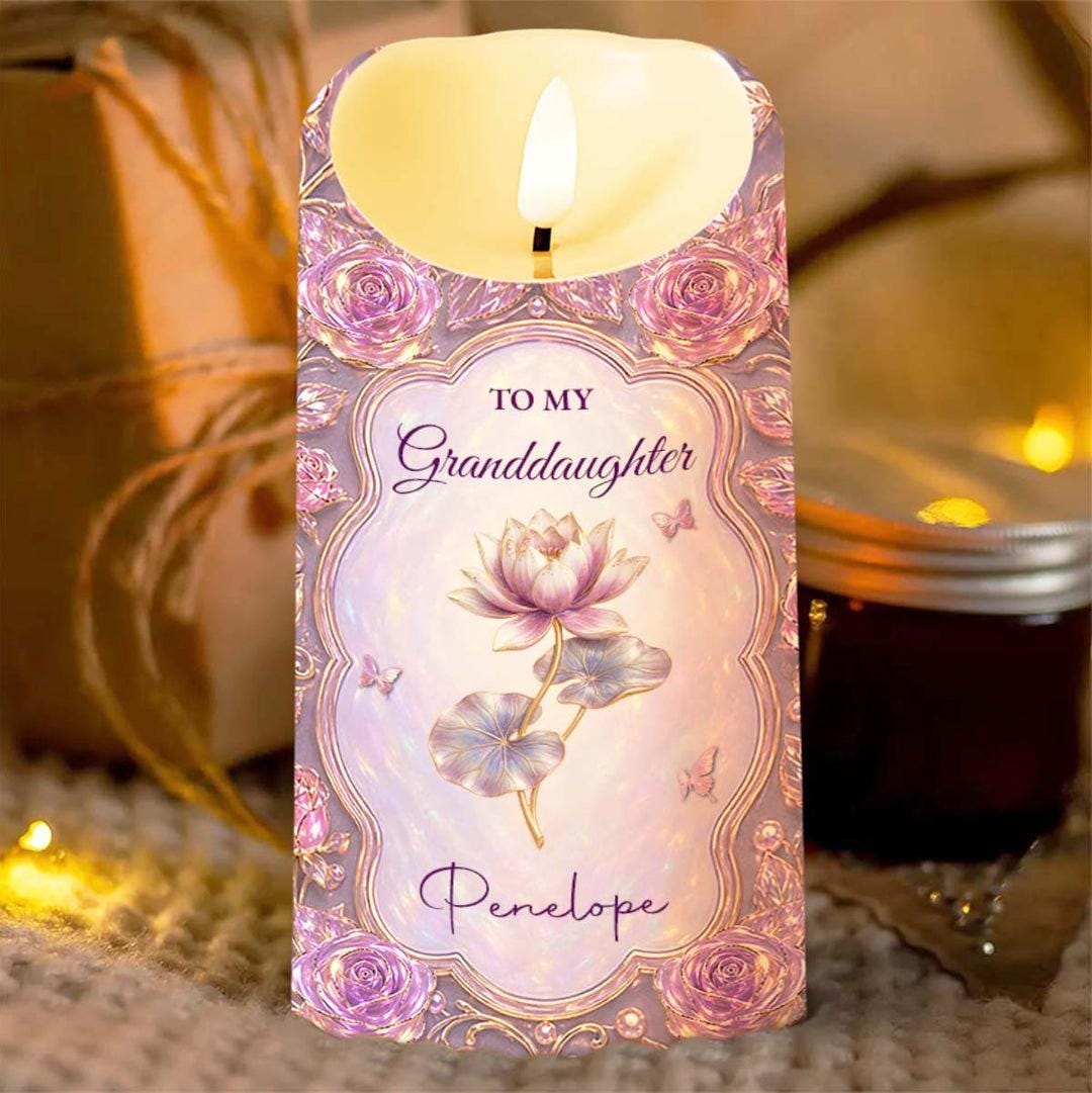 Personalized To My Granddaughter Stained Glass Candle, Gift For Daughter Granddaughter From Mom Grandma, Meaningful Gift, Gift For Family