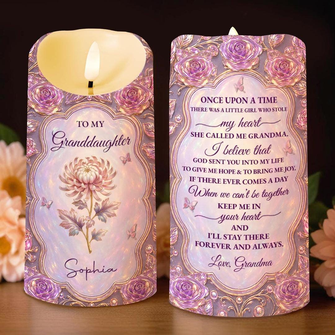 Personalized To My Granddaughter Stained Glass Candle, Gift For Daughter Granddaughter From Mom Grandma, Meaningful Gift, Gift For Family