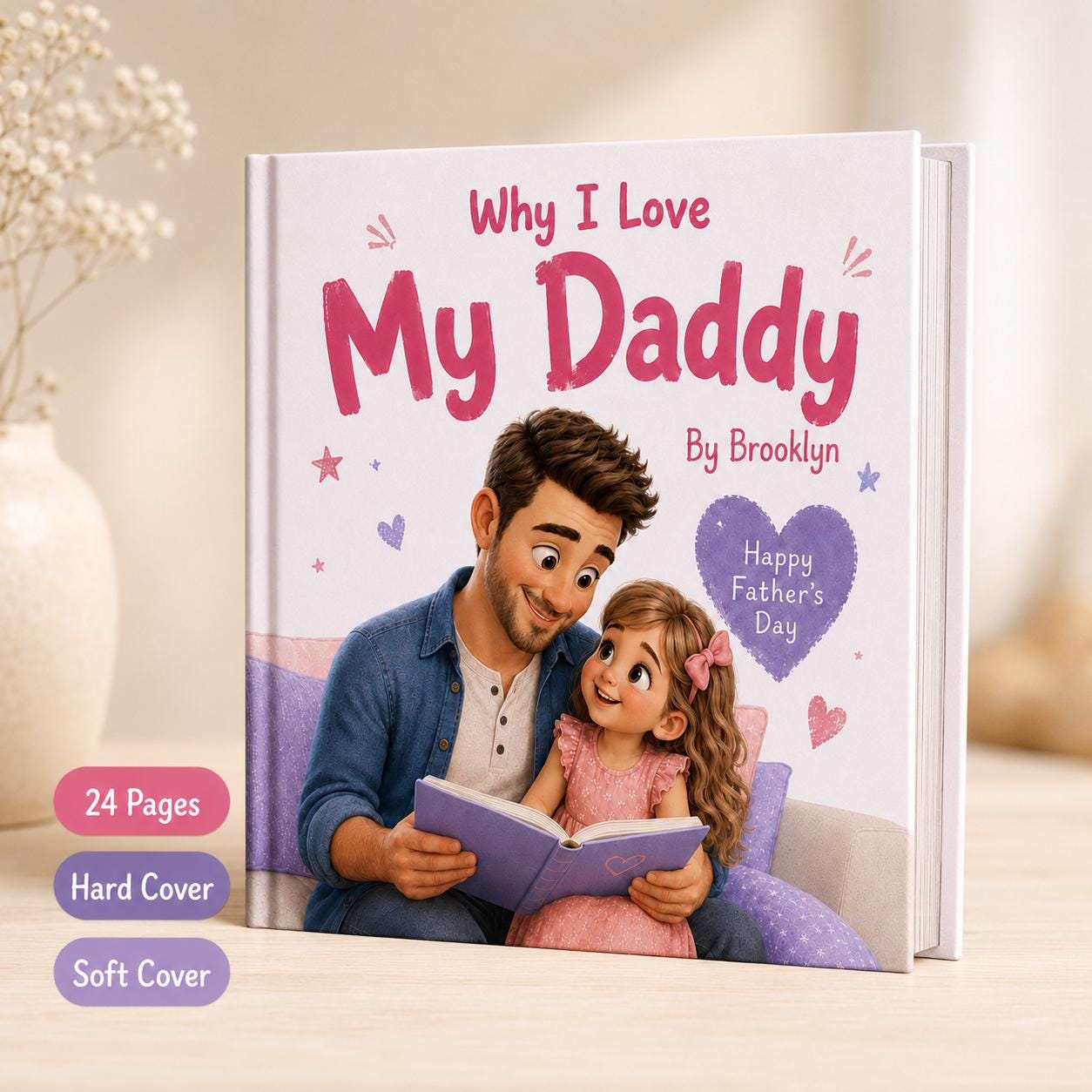 Personalized Why I Love My Daddy Children Book, Father’s Day Gift, Custom Name Father Daughter Kids Book, Dad Keepsake Gift From Child