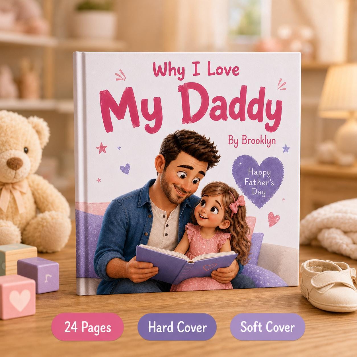 Personalized Why I Love My Daddy Children Book, Father’s Day Gift, Custom Name Father Daughter Kids Book, Dad Keepsake Gift From Child