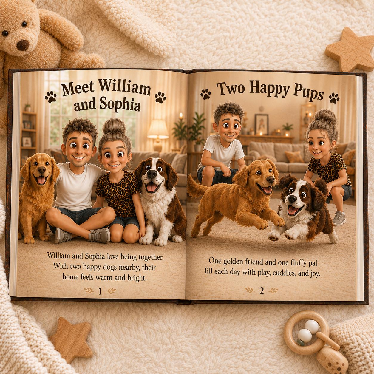 Personalized Grumpy Old Man Lake And Her Story Book, Crazy Dog Lady Book Gift, Dog Couple Retirement Gift, Dog Lovers, Wedding Book Gift