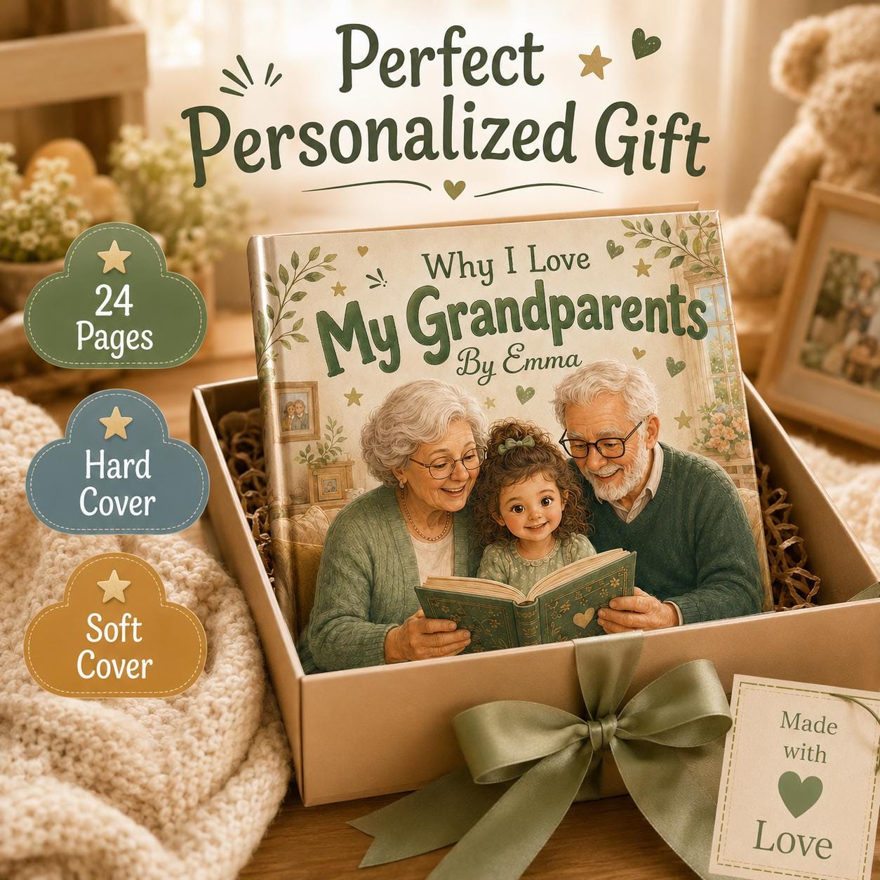 Personalized Why I Love My Grandparents Children's Book, Grandparents Day Gift, Custom Grandparents Grandchildren Book, Keepsake StoryBook