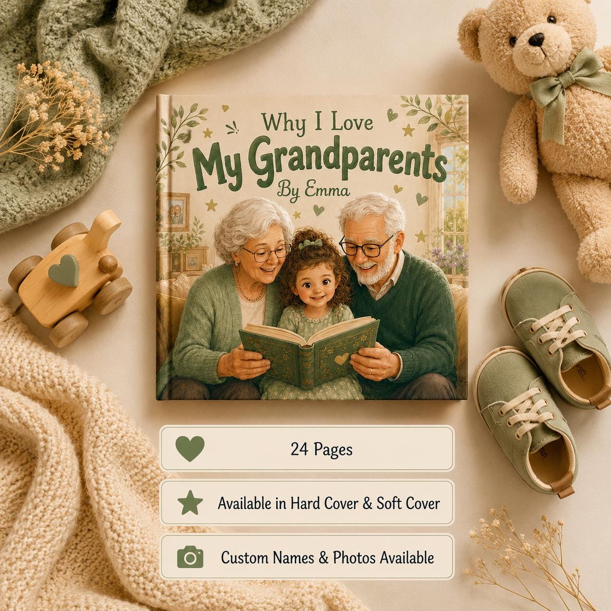 Personalized Why I Love My Grandparents Children's Book, Grandparents Day Gift, Custom Grandparents Grandchildren Book, Keepsake StoryBook
