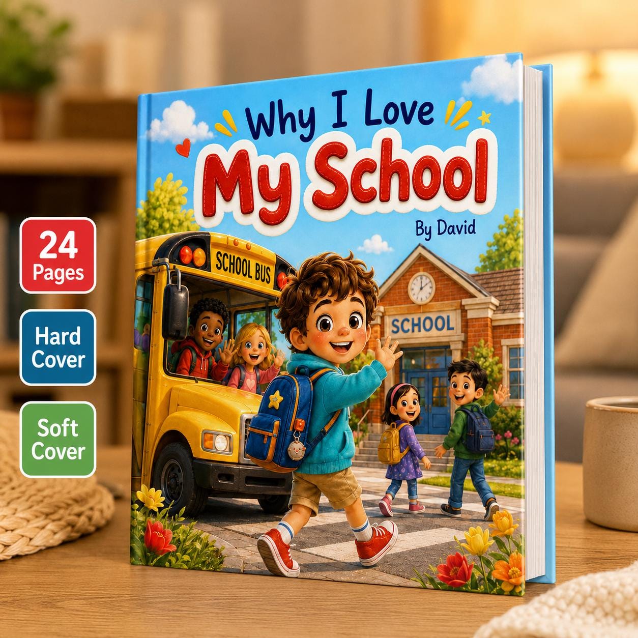 Personalized Why I Love My School Book, Custom Name Kids Book, Birthday Kindergarten Gift For Kids From Parents, Back To School Book Gift