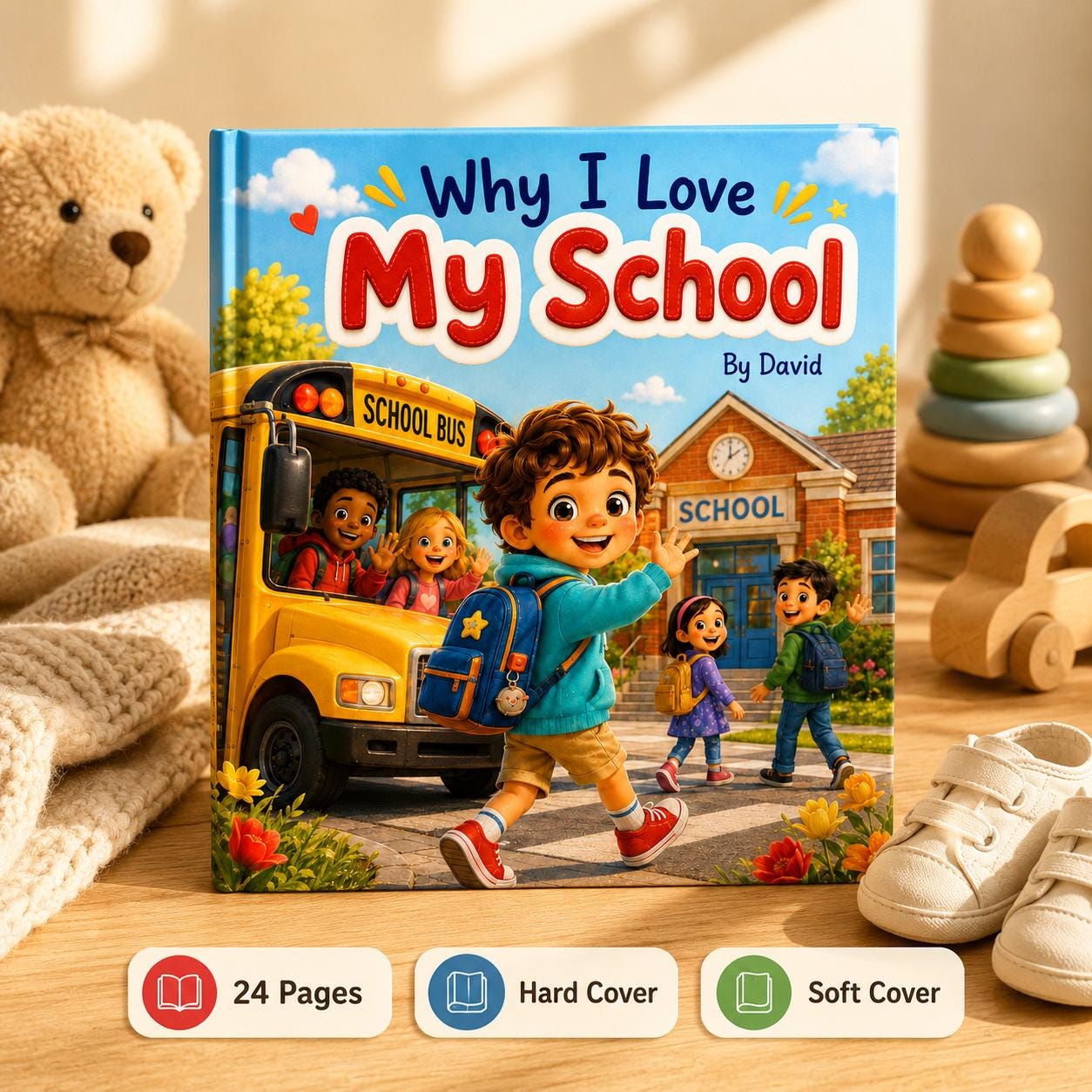 Personalized Why I Love My School Book, Custom Name Kids Book, Birthday Kindergarten Gift For Kids From Parents, Back To School Book Gift