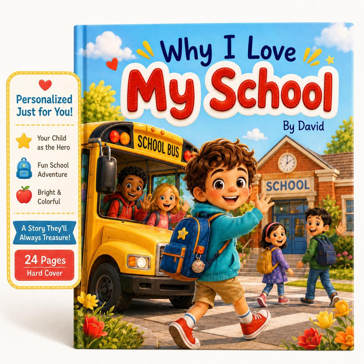 Personalized Why I Love My School Book, Custom Name Kids Book, Birthday Kindergarten Gift For Kids From Parents, Back To School Book Gift