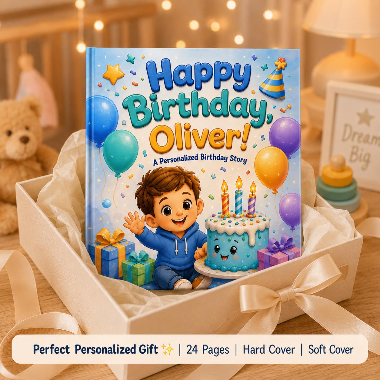 Personalized Happy Birthday Book, Gift for Boys Girl Toddler, Custom Name Children's Storybook, Birthday Gift for Kids, Custom Photo Story