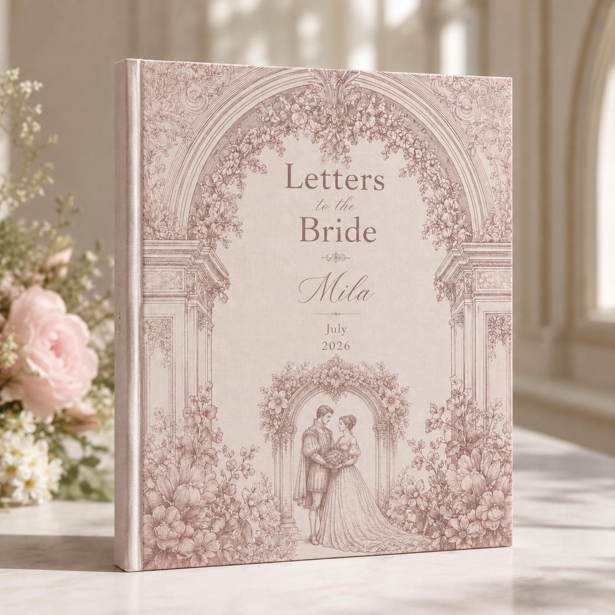Personalized Letters To The Bride Wedding Scrapbook, Custom Wedding Vow Book Keepsake, Vintage Toile Vow Books Bride and Groom Gift