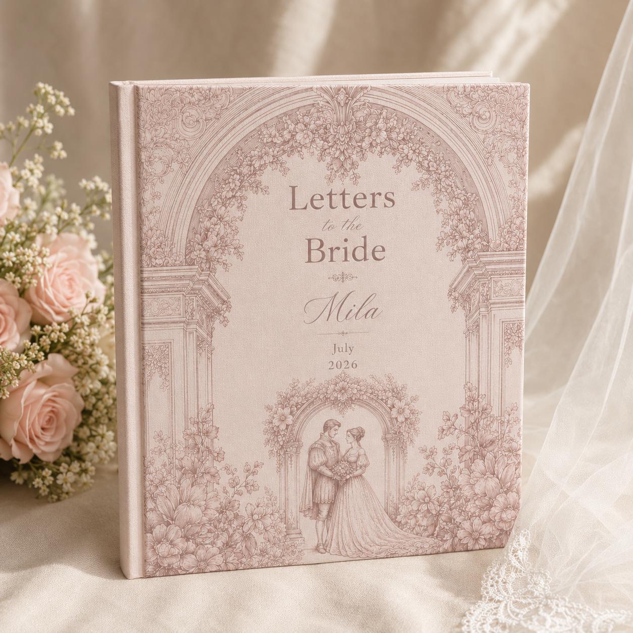 Personalized Letters To The Bride Wedding Scrapbook, Custom Wedding Vow Book Keepsake, Vintage Toile Vow Books Bride and Groom Gift