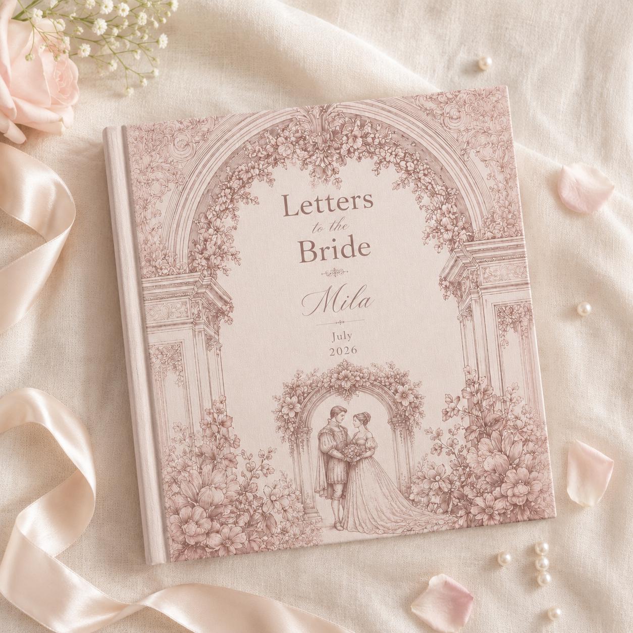 Personalized Letters To The Bride Wedding Scrapbook, Custom Wedding Vow Book Keepsake, Vintage Toile Vow Books Bride and Groom Gift