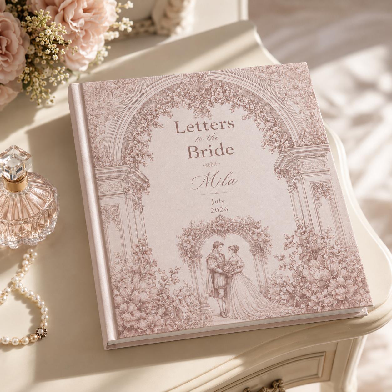 Personalized Letters To The Bride Wedding Scrapbook, Custom Wedding Vow Book Keepsake, Vintage Toile Vow Books Bride and Groom Gift
