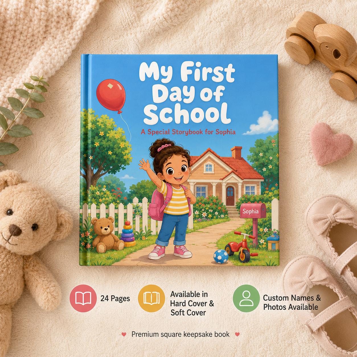 Personalized Kids My First Day Of School Book, Birthday Kindergarten Gift For Kids, Kindergarten Gift, Back To School Gift, School Storybook