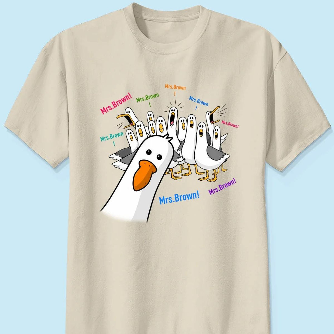 Custom Back To School Shirt For Teacher, Funny Seagulls Teacher Name Gift, Teacher Appreciation, School Supplies, Thank You Teacher Tee