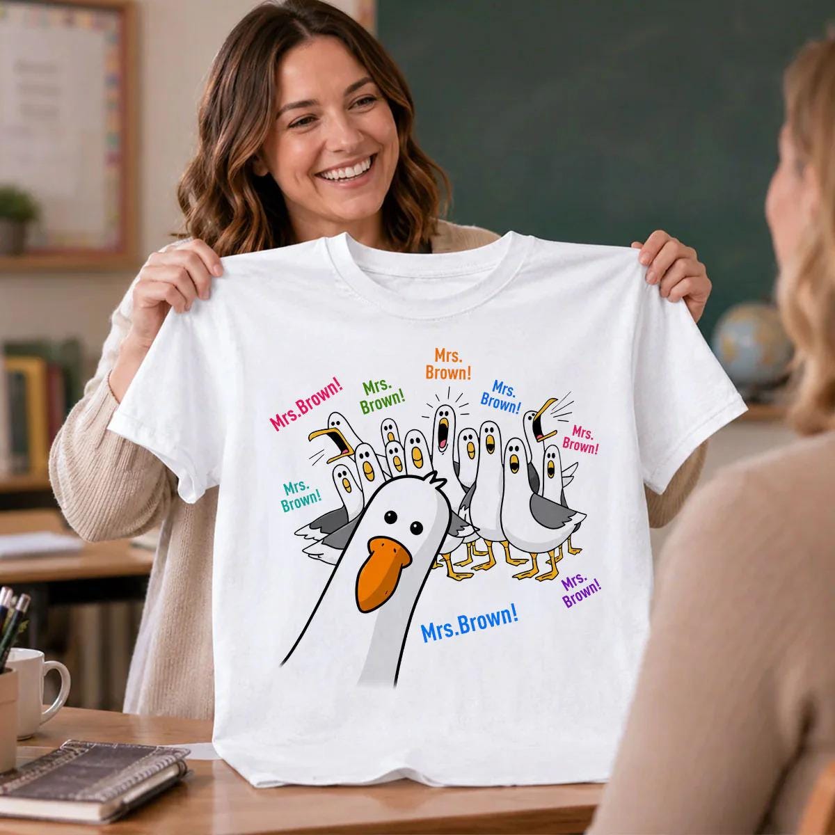 Custom Back To School Shirt For Teacher, Funny Seagulls Teacher Name Gift, Teacher Appreciation, School Supplies, Thank You Teacher Tee
