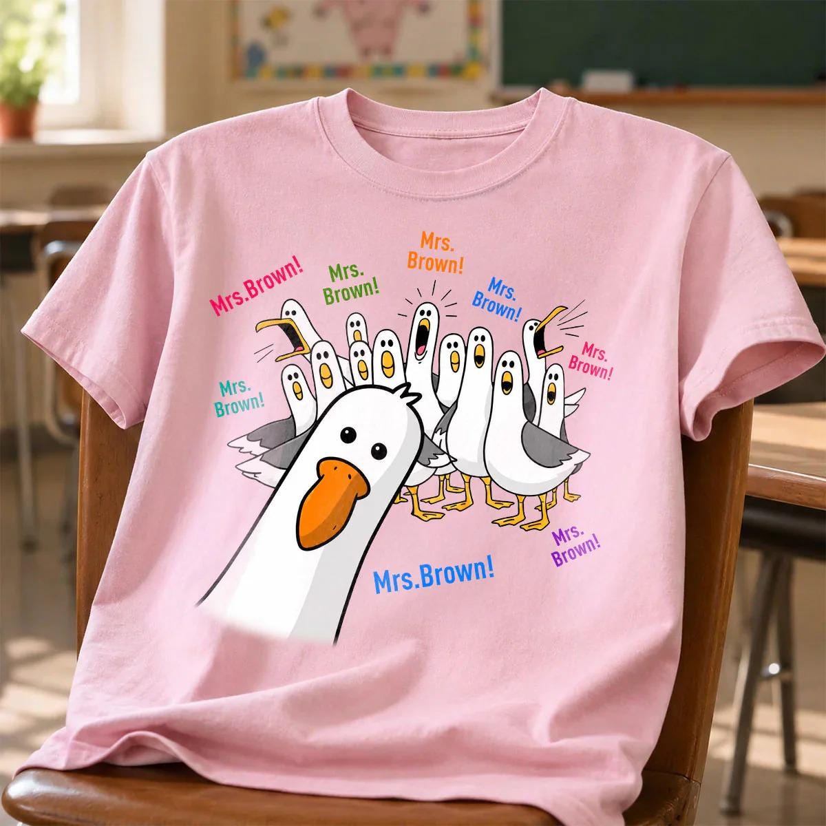 Custom Back To School Shirt For Teacher, Funny Seagulls Teacher Name Gift, Teacher Appreciation, School Supplies, Thank You Teacher Tee