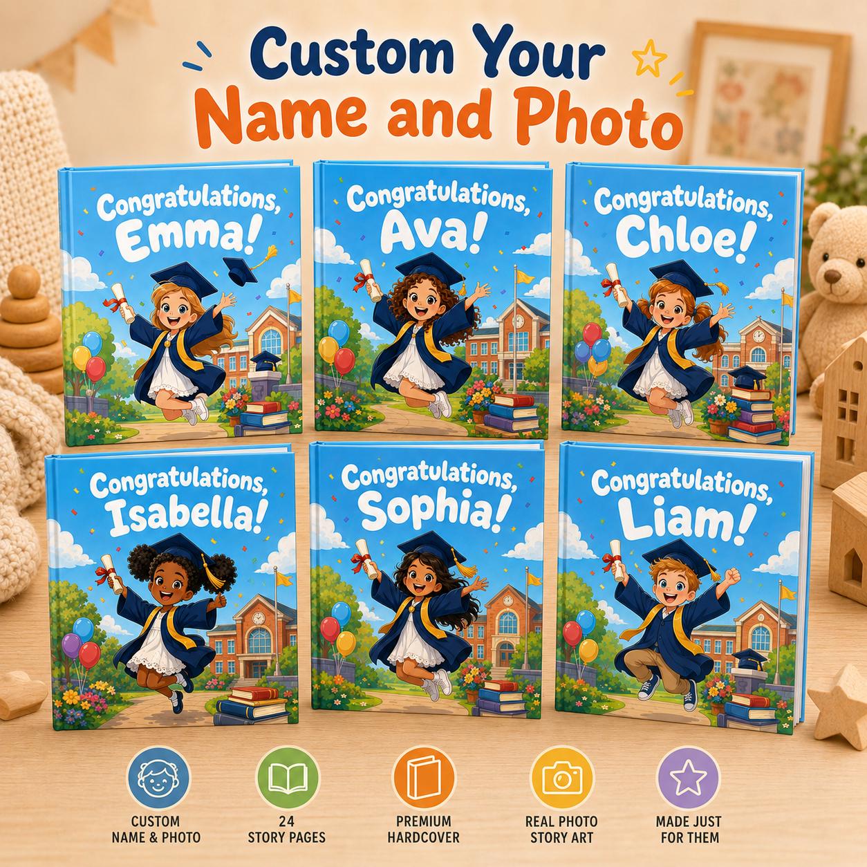 Personalized Graduation Book for Kids, Custom Photo Storybook Kindergarten Preschool Graduation Gift, Back to School Book , Birthday Gift