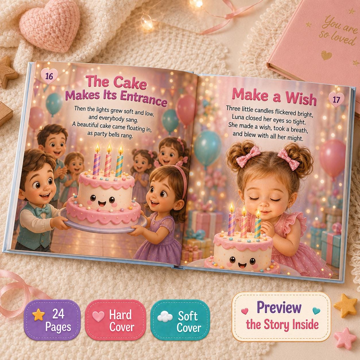 Personalised Happy Birthday 3D Effect Children Book, Custom Name Happy Birthday Boy Girl, Birthday StoryBook Gift From Mom Dad Aunt Uncle