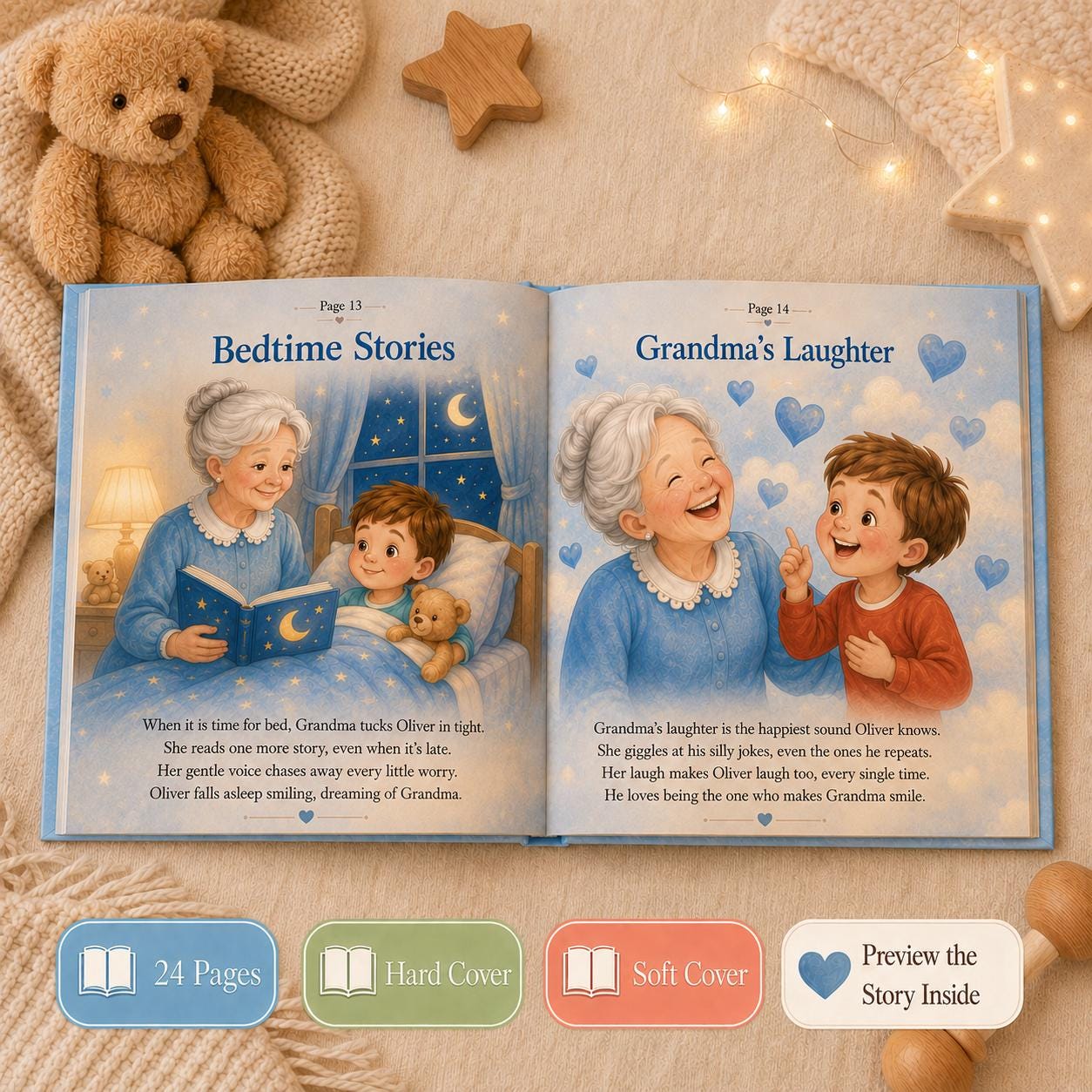 Personalized How Much Loves Storybook For Grandma, Custom Baby Book For Grandmother From Grandson, Mother’s Day Gift, Gift From Kids