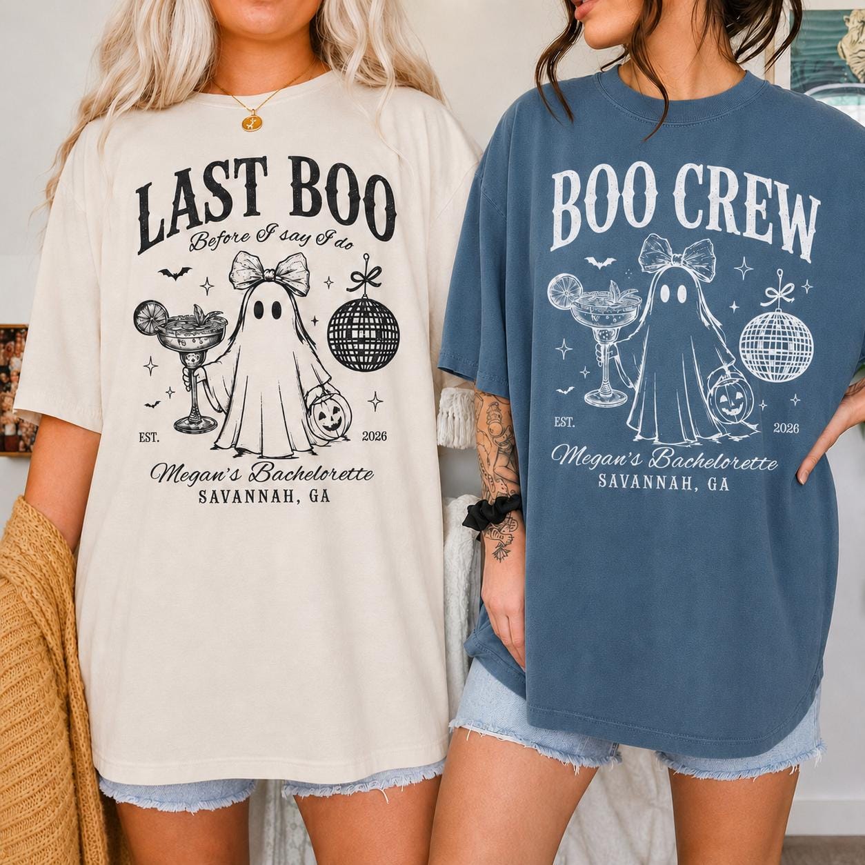 Personalized Halloween Bachelorette Shirt, Custom Name Location Year Tee, Boo Crew Party Gift For Bride To Be, Last Boo Before I Do Ghost